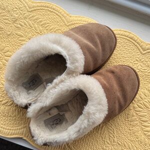 UGG Women's Tan and Cream Shearling Slippers